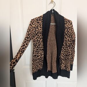 Guess Leopard Print Open-Front Cardigan - Black & Brown